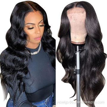 Factory Supplier Wholesale Cheap Mink Brazilian Cuticle Aligned Pre Plucked Transparent Lace 5X5 Closure Wigs for black women